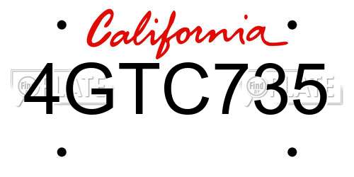 4GTC735 California License Plate