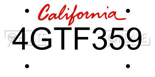 4GTF359 California License Plate