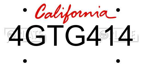 4GTG414 California License Plate