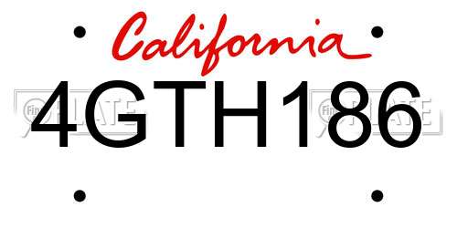 4GTH186 California License Plate