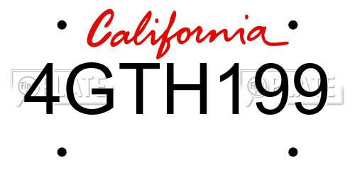 4GTH199 California License Plate