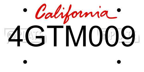 4GTM009 California License Plate