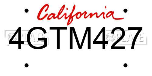 4GTM427 California License Plate