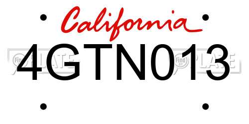4GTN013 California License Plate