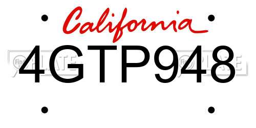 4GTP948 California License Plate