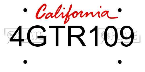 4GTR109 California License Plate