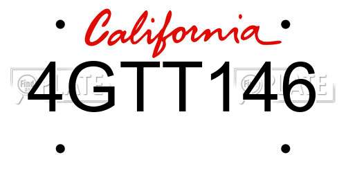 4GTT146 California License Plate