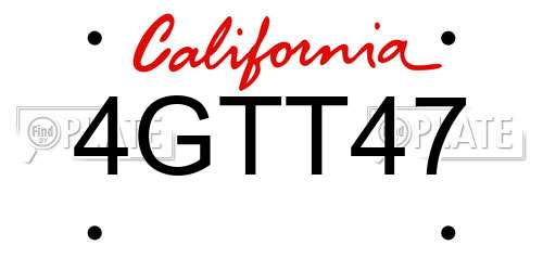 4GTT47 California License Plate