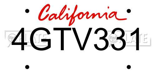 4GTV331 California License Plate