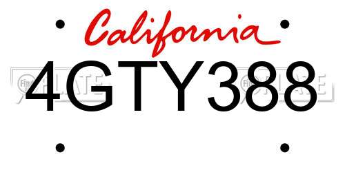 4GTY388 California License Plate