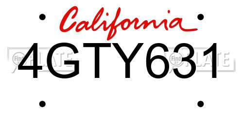 4GTY631 California License Plate