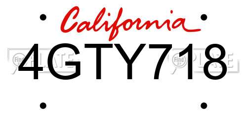 4GTY718 California License Plate