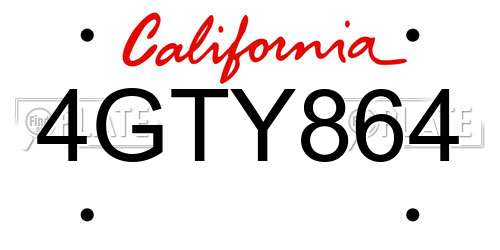 4GTY864 California License Plate