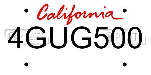 4GUG500 California License Plate