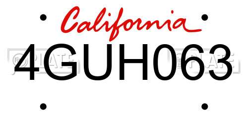 4GUH063 California License Plate