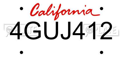 4GUJ412 California License Plate