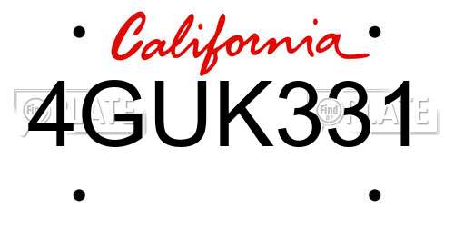 4GUK331 California License Plate