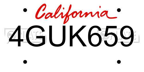 4GUK659 California License Plate
