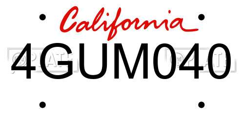 4GUM040 California License Plate