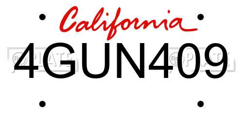 4GUN409 California License Plate