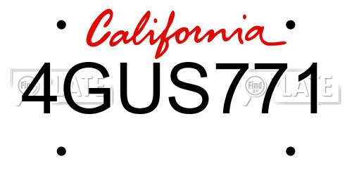 4GUS771 California License Plate