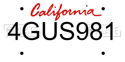 4GUS981 California License Plate