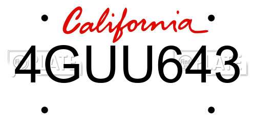 4GUU643 California License Plate