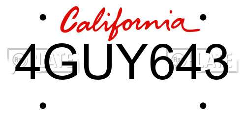 4GUY643 California License Plate