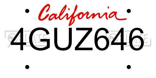 4GUZ646 California License Plate
