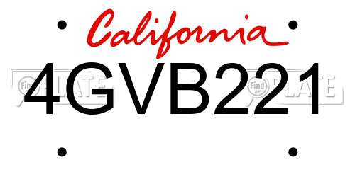 4GVB221 California License Plate