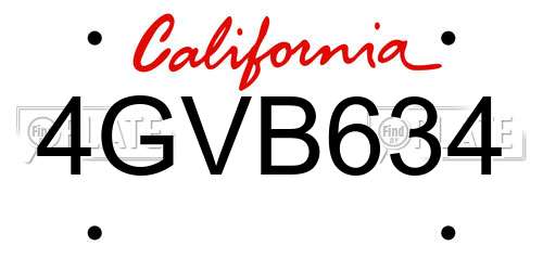 4GVB634 California License Plate