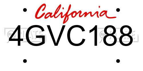 4GVC188 California License Plate