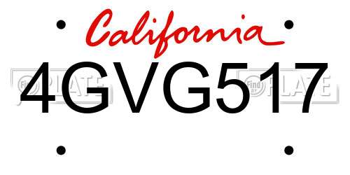 4GVG517 California License Plate