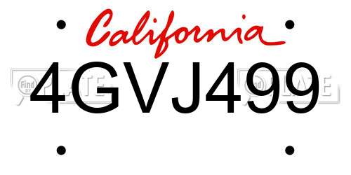 4GVJ499 California License Plate