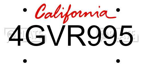 4GVR995 California License Plate
