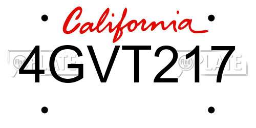 4GVT217 California License Plate