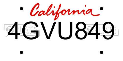 4GVU849 California License Plate