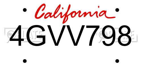 4GVV798 California License Plate