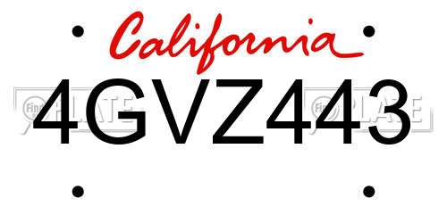 4GVZ443 California License Plate