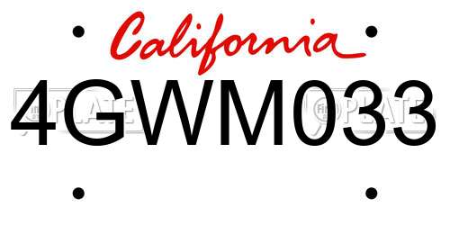 4GWM033 California License Plate