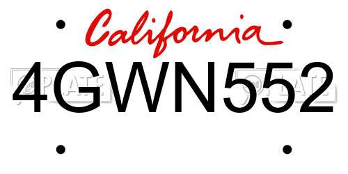 4GWN552 California License Plate