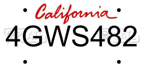 4GWS482 California License Plate