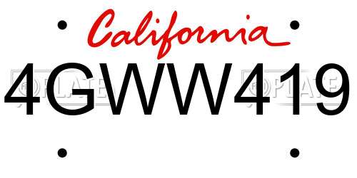4GWW419 California License Plate