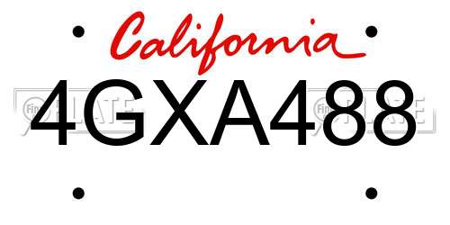 4GXA488 California License Plate