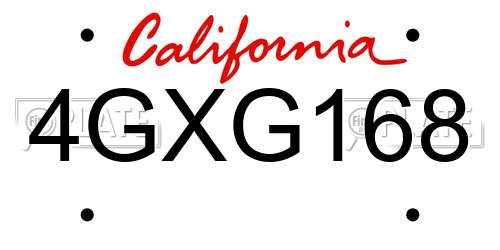 4GXG168 California License Plate
