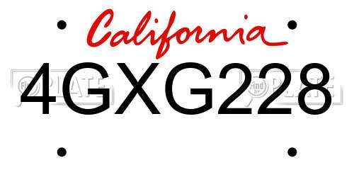 4GXG228 California License Plate