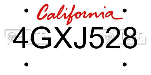4GXJ528 California License Plate