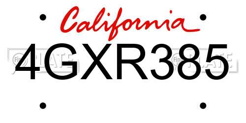 4GXR385 California License Plate