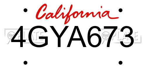 4GYA673 California License Plate