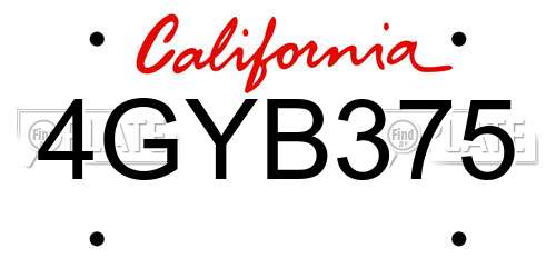 4GYB375 California License Plate